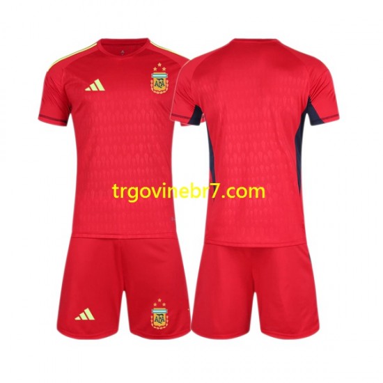 Golmanski Dres - Dres Argentina Gostujući World Cup 2022 Kratkih Rukava - Dječji