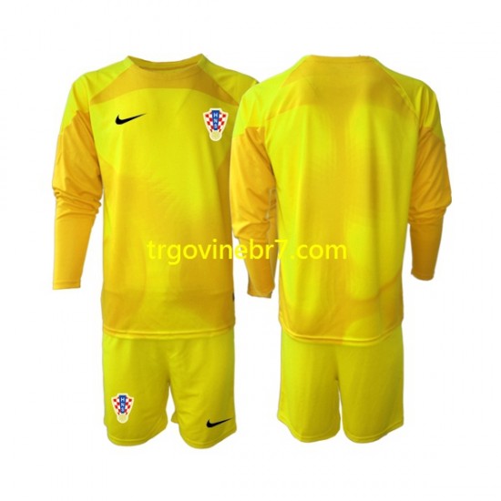 Golmanski Dres - Dres Hrvatska Domaći World Cup 2022 Dugim Rukavima - Dječji