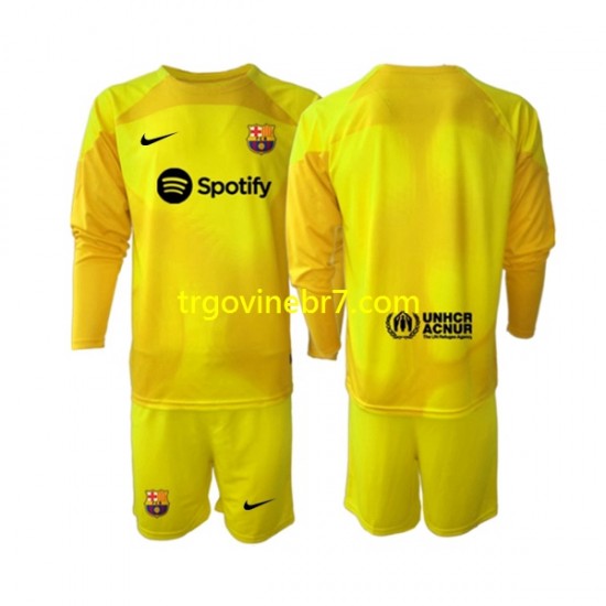 Golmanski Dres - Dres FC Barcelona Četvrti 2022-2023 Dugim Rukavima - Dječji