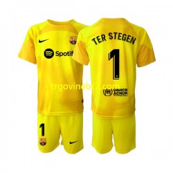 Golmanski Dres - Dres FC Barcelona Ter Stegen 1 Četvrti 2022-2023 Kratkih Rukava - Dječji
