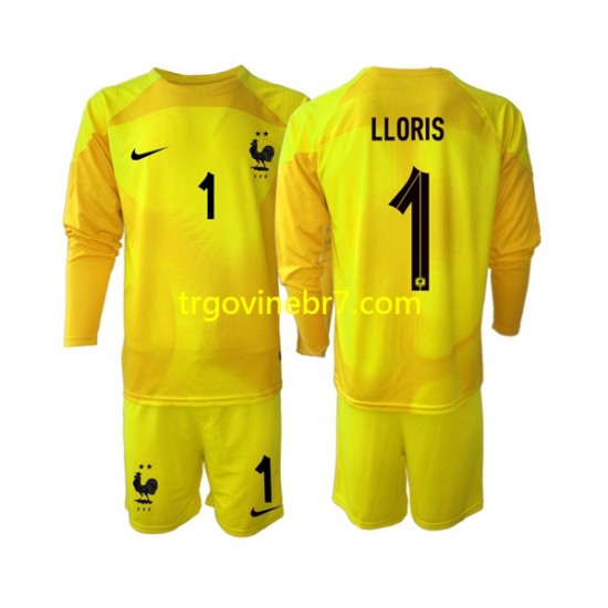 Golmanski Dres - Dres Francuska Hugo Lloris 1 Treći World Cup 2022 Dugim Rukavima - Dječji