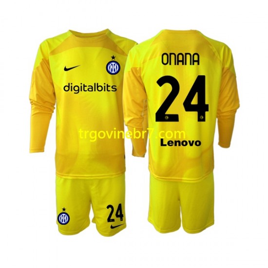 Golmanski Dres - Dres Inter Milan Andre Onana 24 Gostujući 2022-2023 Dugim Rukavima - Dječji
