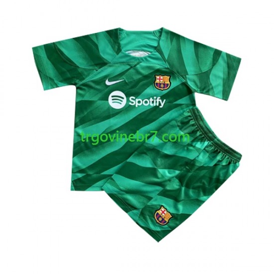 Golmanski Dres - Dres FC Barcelona Domaći 2023-2024 Kratkih Rukava - Dječji