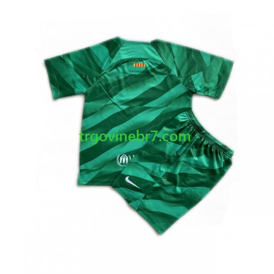 Golmanski Dres - Dres FC Barcelona Domaći 2023-2024 Kratkih Rukava - Dječji
