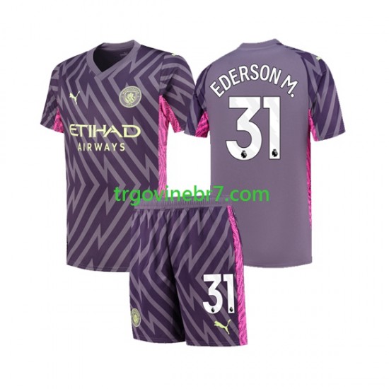 Golmanski Dres - Dres Manchester City Ederson Moraes 31 Gostujući 2023-2024 Kratkih Rukava - Dječji