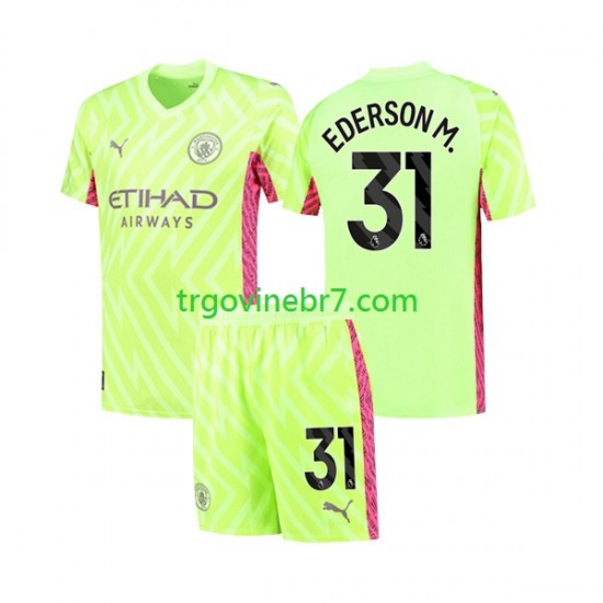Golmanski Dres - Dres Manchester City Ederson Moraes 31 Treći 2023-2024 Kratkih Rukava - Dječji