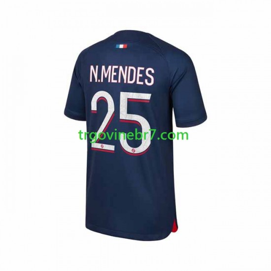 Dres Paris Saint-Germain N.Mendes 25 Domaći 2023-2024 Kratkih Rukava - Muški
