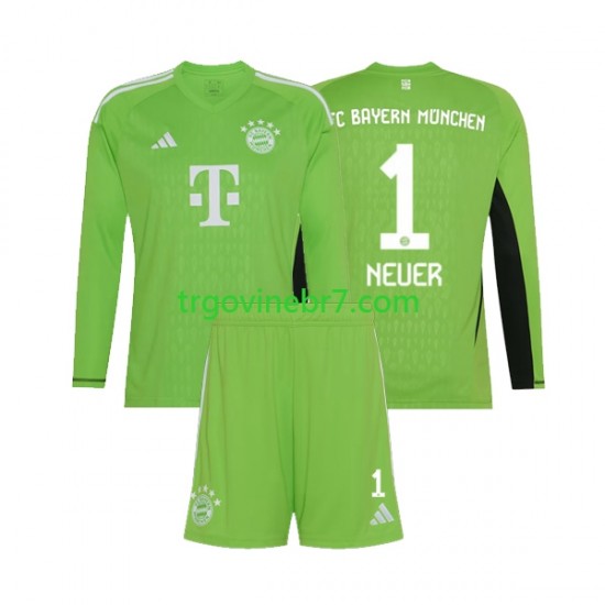 Golmanski Dres - Dres FC Bayern München Manuel Neuer 1 Gostujući 2023-2024 Dugim Rukavima - Dječji