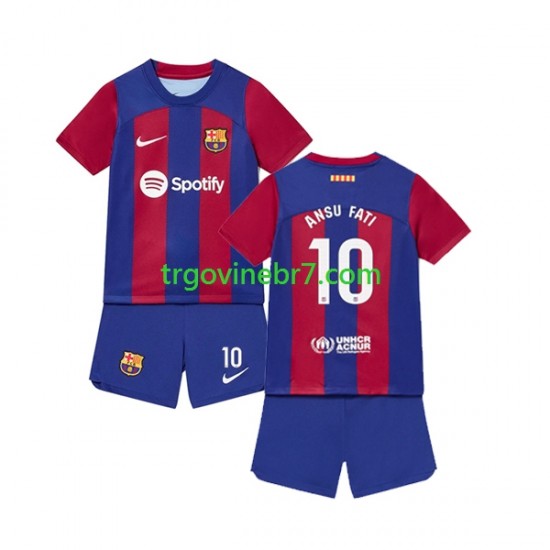 Dres FC Barcelona Ansu Fati 10 Domaći 2023-2024 Kratkih Rukava - Dječji