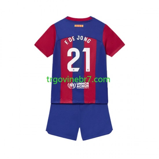 Dres FC Barcelona Frenkie de Jong 21 Domaći 2023-2024 Kratkih Rukava - Dječji