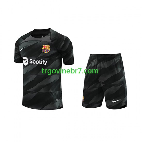 Golmanski Dres - Dres FC Barcelona Gostujući 2023-2024 Kratkih Rukava - Dječji