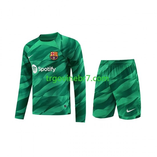 Golmanski Dres - Dres FC Barcelona Domaći 2023-2024 Dugim Rukavima - Dječji