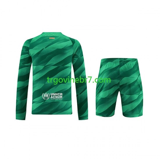 Golmanski Dres - Dres FC Barcelona Domaći 2023-2024 Dugim Rukavima - Dječji