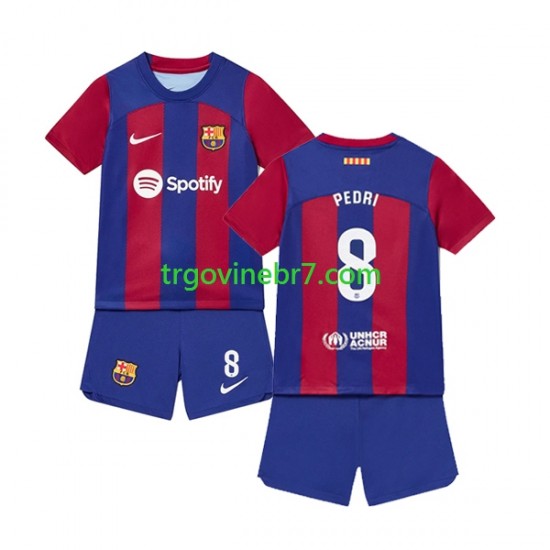 Dres FC Barcelona Pedri 8 Domaći 2023-2024 Kratkih Rukava - Dječji