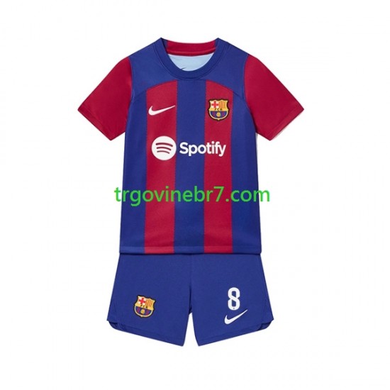 Dres FC Barcelona Pedri 8 Domaći 2023-2024 Kratkih Rukava - Dječji