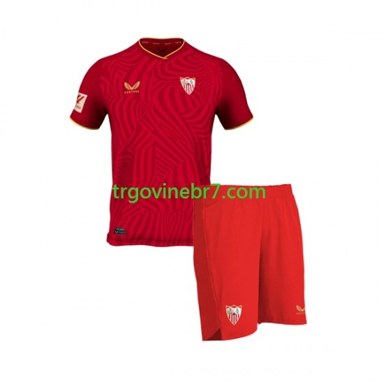 Dres Sevilla FC Gostujući 2023-2024 Kratkih Rukava - Dječji