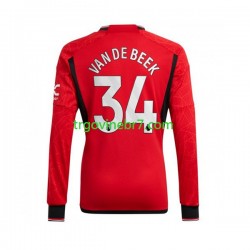 Dres Manchester United Donny van de Beek 34 Domaći 2023-2024 Dugim Rukavima - Muški Dres Manchester United Donny van de Beek 34 Domaći 2023-2024 Dugim Rukavima - Muški