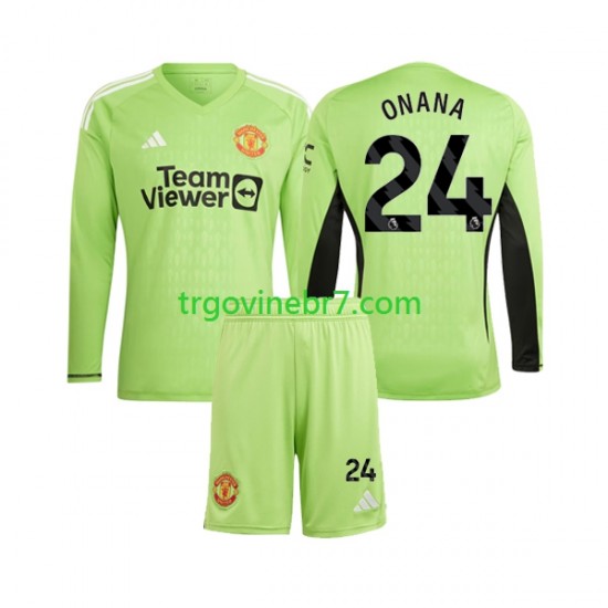 Golmanski Dres - Dres Manchester United Andre Onana 24 Domaći 2023-2024 Dugim Rukavima - Dječji