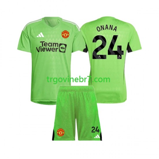 Golmanski Dres - Dres Manchester United Andre Onana 24 Domaći 2023-2024 Kratkih Rukava - Dječji