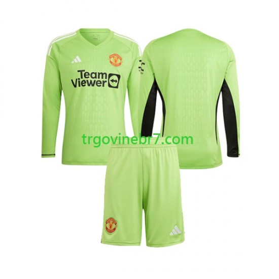 Golmanski Dres - Dres Manchester United Domaći 2023-2024 Dugim Rukavima - Dječji