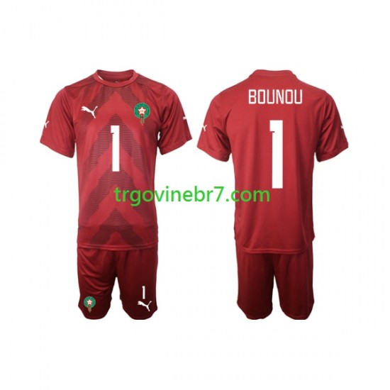 Golmanski Dres - Dres Maroko Yassine Bounou 1 Domaći 2022 Kratkih Rukava - Dječji