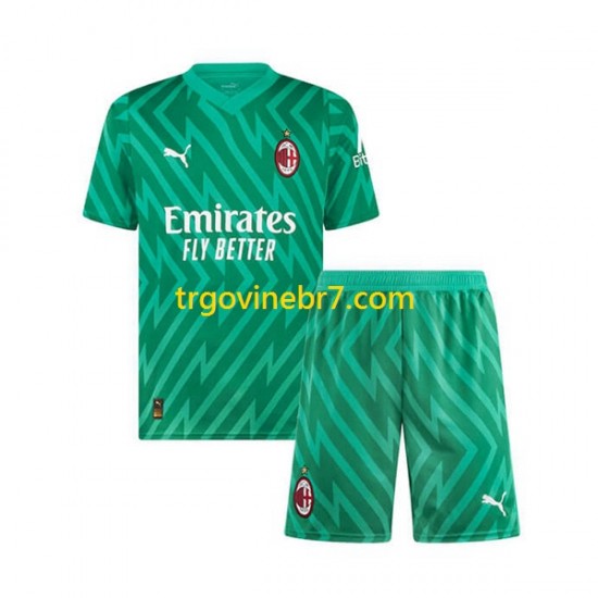 Golmanski Dres - Dres AC Milan Domaći 2023-2024 Kratkih Rukava - Dječji