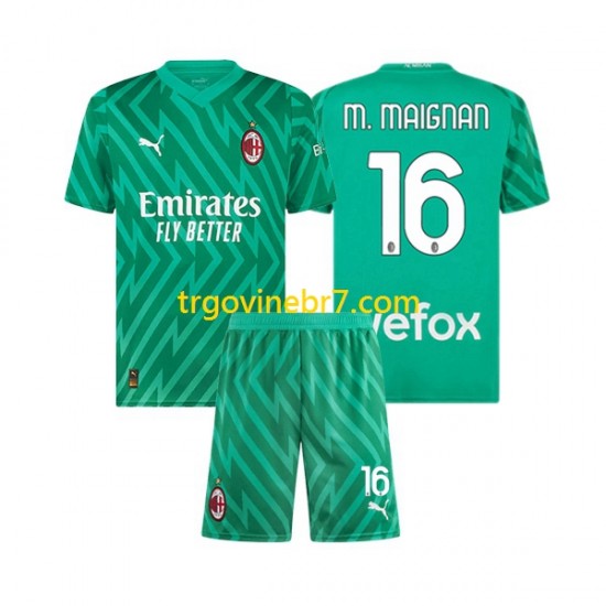 Golmanski Dres - Dres AC Milan Mike Maignan 16 Domaći 2023-2024 Kratkih Rukava - Dječji