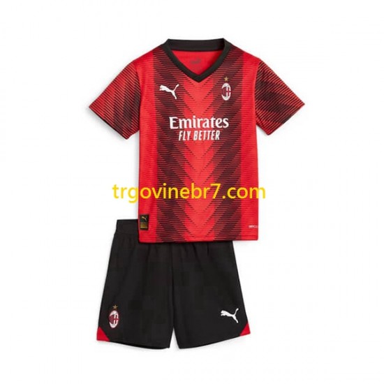 Dres AC Milan Domaći 2023-2024 Kratkih Rukava - Dječji