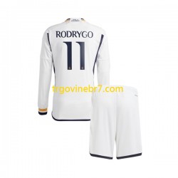 Dres Real Madrid Rodrygo Goes 11 Domaći 2023-2024 Dugim Rukavima - Dječji