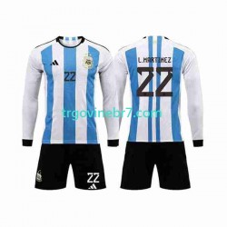 Dres Argentina 3 Stars Lautaro Martinez 22 Domaći World Cup 2022 Dugim Rukavima - Dječji Dres Argentina 3 Stars Lautaro Martinez 22 Domaći World Cup 2022 Dugim Rukavima - Dječji