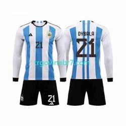 Dres Argentina 3 Stars Paulo Dybala 21 Domaći World Cup 2022 Dugim Rukavima - Dječji
