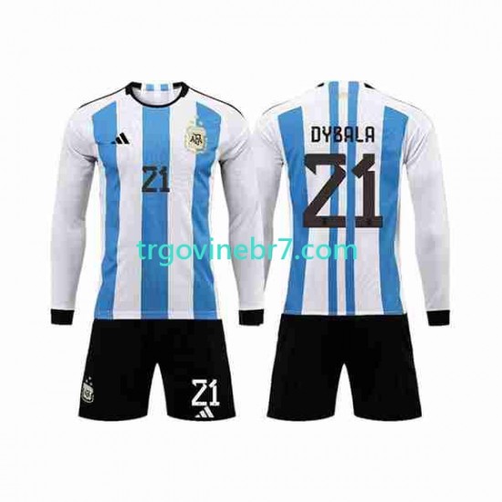 Dres Argentina 3 Stars Paulo Dybala 21 Domaći World Cup 2022 Dugim Rukavima - Dječji