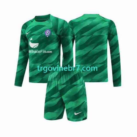 Golmanski Dres - Dres Atlético Madrid Gostujući 2023-2024 Dugim Rukavima - Dječji