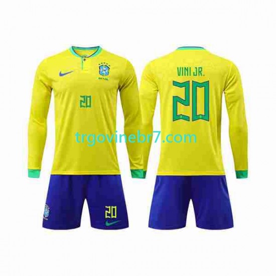 Dres Brazil Vinicius Junior 20 Domaći World Cup 2022 Dugim Rukavima - Dječji