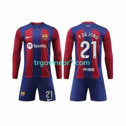 Dres FC Barcelona Frenkie de Jong 21 Domaći 2023-2024 Dugim Rukavima - Dječji
