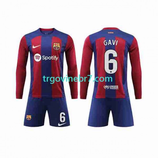 Dres FC Barcelona GAVI 6 Domaći 2023-2024 Dugim Rukavima - Dječji