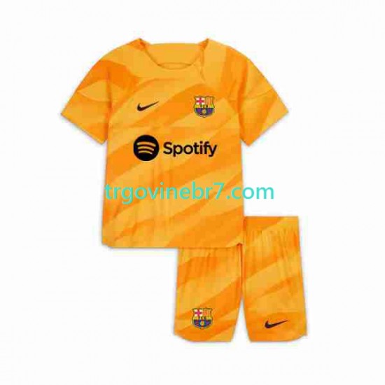 Golmanski Dres - Dres FC Barcelona Četvrti 2023-2024 Kratkih Rukava - Dječji
