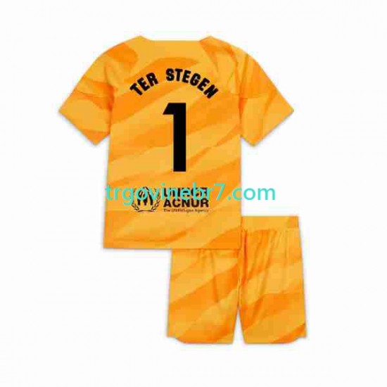 Golmanski Dres - Dres FC Barcelona Ter Stegen 1 Četvrti 2023-2024 Kratkih Rukava - Dječji