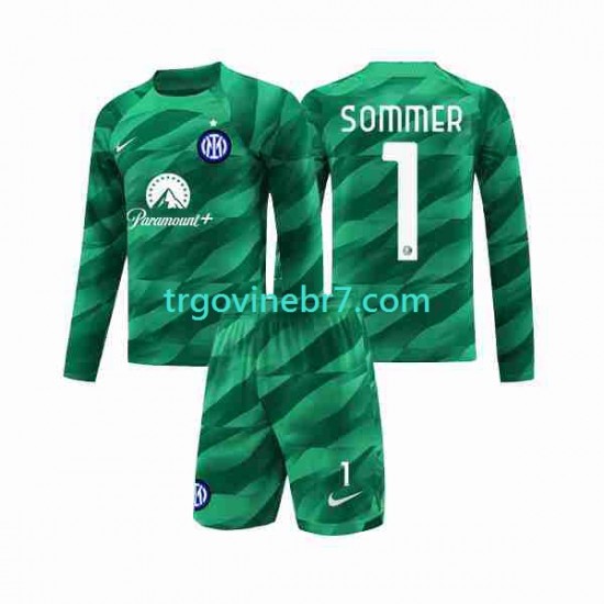 Golmanski Dres - Dres Inter Milan Sommer 1 Gostujući 2023-2024 Dugim Rukavima - Dječji