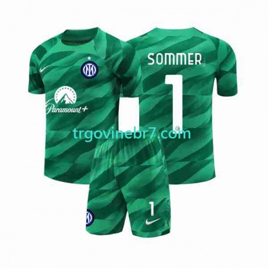 Golmanski Dres - Dres Inter Milan Sommer 1 Gostujući 2023-2024 Kratkih Rukava - Dječji