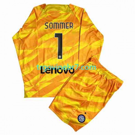 Golmanski Dres - Dres Inter Milan Sommer 1 Domaći 2023-2024 Dugim Rukavima - Dječji
