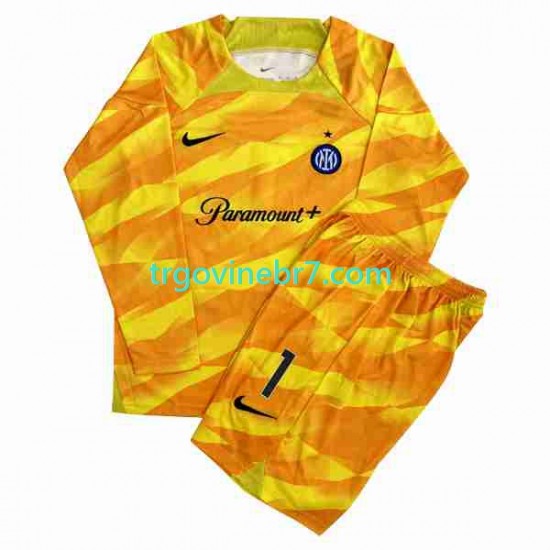 Golmanski Dres - Dres Inter Milan Sommer 1 Domaći 2023-2024 Dugim Rukavima - Dječji