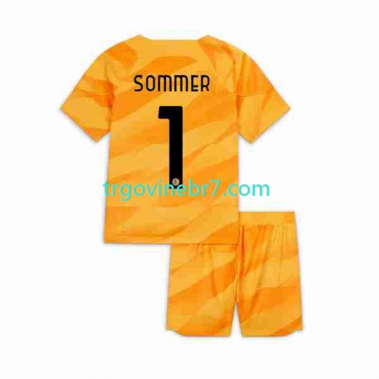 Golmanski Dres - Dres Inter Milan Sommer 1 Domaći 2023-2024 Kratkih Rukava - Dječji