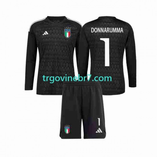 Golmanski Dres - Dres Italija Donnarumma 1 Gostujući 2023 Dugim Rukavima - Dječji
