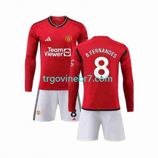 Dres Manchester United B Fernandes 8 Domaći 2023-2024 Dugim Rukavima - Dječji