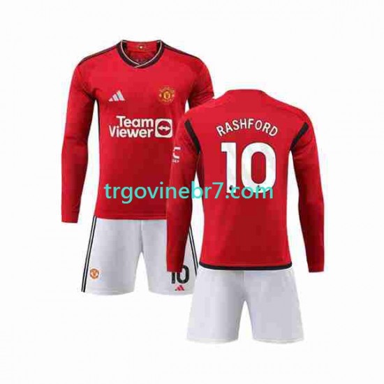 Dres Manchester United Marcus Rashford 10 Domaći 2023-2024 Dugim Rukavima - Dječji