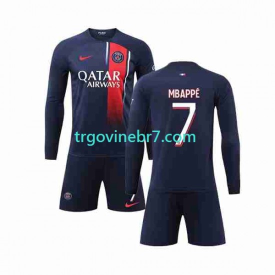 Dres Paris Saint-Germain Mbappé Kylian 7 Domaći 2023-2024 Dugim Rukavima - Dječji