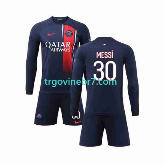 Dres Paris Saint-Germain Lionel Messi 30 Domaći 2023-2024 Dugim Rukavima - Dječji