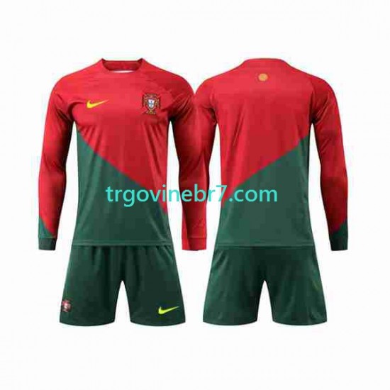 Dres Portugal Domaći World Cup 2022 Dugim Rukavima - Dječji