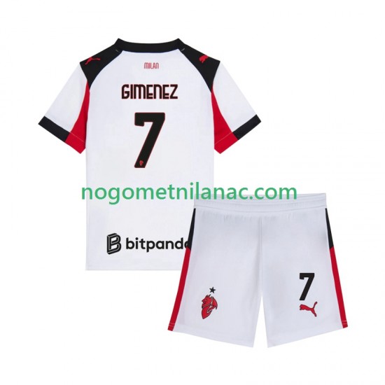 Dres AC Milan Santiago Gimenez 7 Gostujući 2025-2026 Kratkih Rukava - Dječji